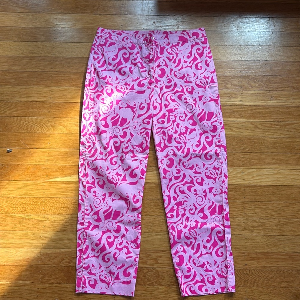 Lilly Pulitzer cotton pants. Beautiful pink on pink, not too bright, no pockets